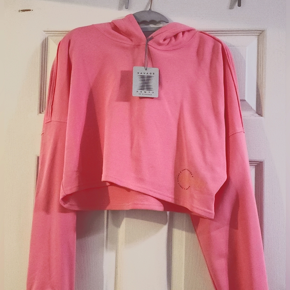 Savage X Fenty Pink Crop Hoodie
